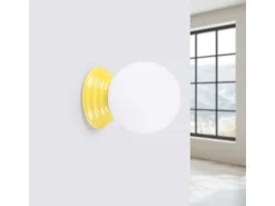 Best Sollux Lighting Lámpara de pared Zori minimalista de cerámica/vidrio vidriado - 1 fuentes luminosas - L.12 x A.12 cm - Amarillo