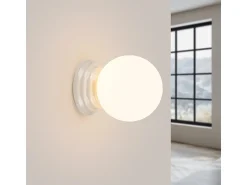 Sollux Lighting Aplique Para Pared^Lámpara de pared Zori minimalista de cerámica/vidrio vidriado - 1 fuentes luminosas - L.12 x A.12 cm - Blanco