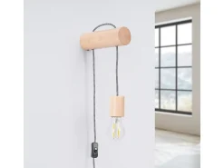 Sollux Lighting Lámpara de pared Zynto desván de madera - 1 fuentes luminosas 3000K - L.6 x A.55 cm - madera natural//negro Blanco