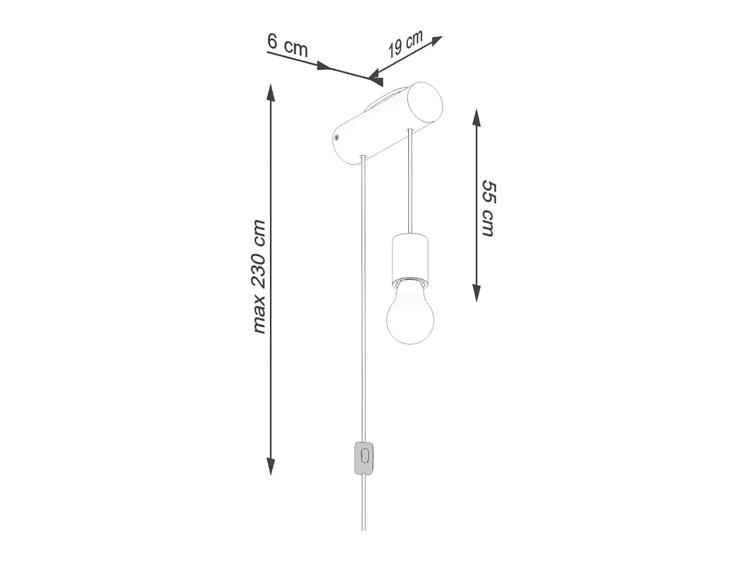 Sollux Lighting Lámpara de pared Zynto desván de madera - 1 fuentes luminosas 3000K - L.6 x A.55 cm - madera natural//negro Blanco
