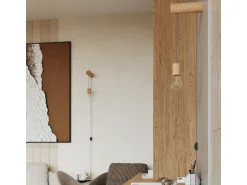 Sollux Lighting Lámpara de pared Zynto desván de madera - 1 fuentes luminosas 3000K - L.6 x A.55 cm - madera natural//negro Blanco