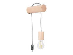 Sollux Lighting Lámpara de pared Zynto desván de madera - 1 fuentes luminosas 3000K - L.6 x A.55 cm - madera natural//negro Blanco
