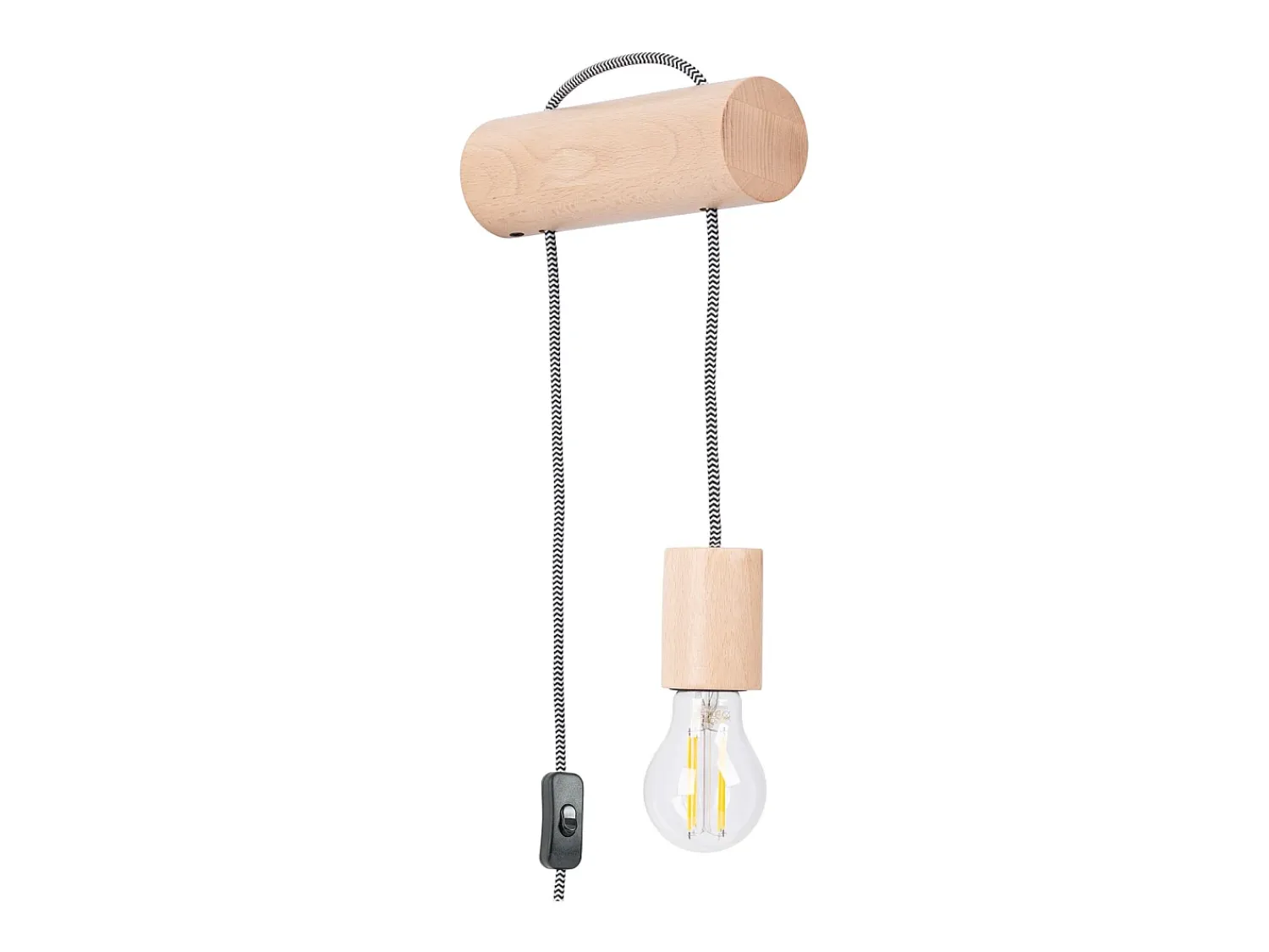 Sollux Lighting Lámpara de pared Zynto desván de madera - 1 fuentes luminosas 3000K - L.6 x A.55 cm - madera natural//negro Blanco