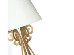 Outlet Lámpara de pie Circeo 60x180 cm Estructura de hierro blanco con pantalla color arena Diseño vintage moderno con interruptor de pie Made in Italy Multicolor