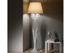 Outlet Lámpara de pie Circeo 60x180 cm Estructura de hierro blanco con pantalla color arena Diseño vintage moderno con interruptor de pie Made in Italy Multicolor