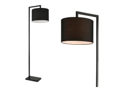 Lámpara de pie con pantalla de metal y tela negra 161 cm 03_0002433