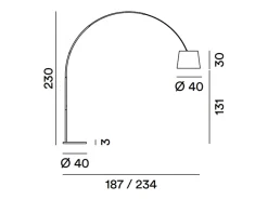 Lámpara De Pie^Lámpara de pie curva LED Arche de metal, 1 bombilla E27 máx. 60 W, 230 cm de altura, cabezal ajustable 180°, color - Perenz Negro