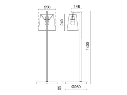 Lámpara De Pie^Lámpara de pie de acero NEMO estilo moderno de acero con pantalla sintética - Diá. 25 x Altura 140 cm - acero - IP20 - E27 40W - y Blanco