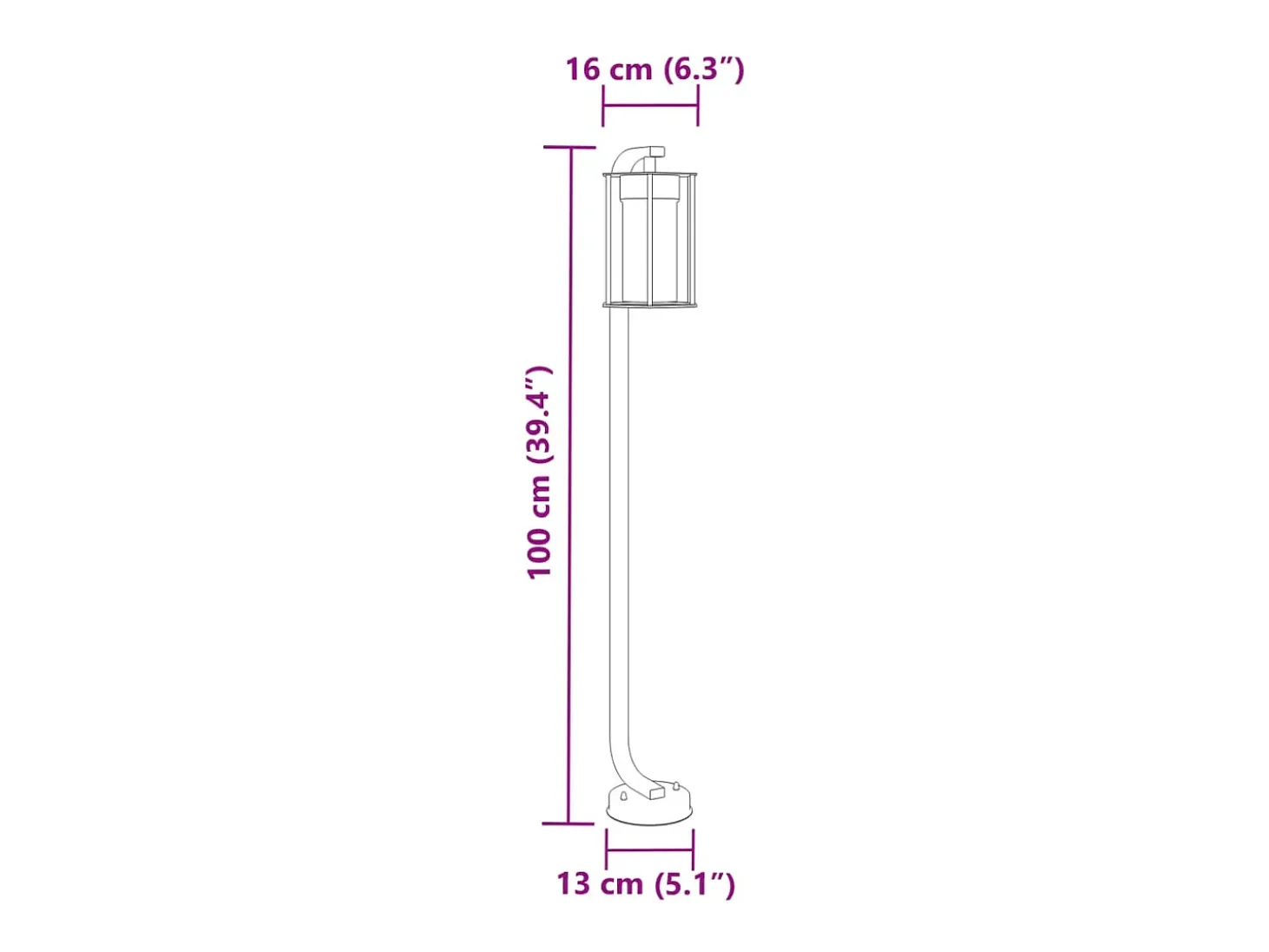 Lámpara de pie de exterior 100 cm acero inoxidable negro 02_0042504