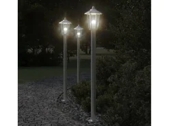 Lámpara de pie de exterior plateada 120 cm acero inoxidable Plata 02_0042516