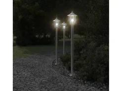 Lámpara de pie de exterior plateada 120 cm acero inoxidable Plata 02_0042516