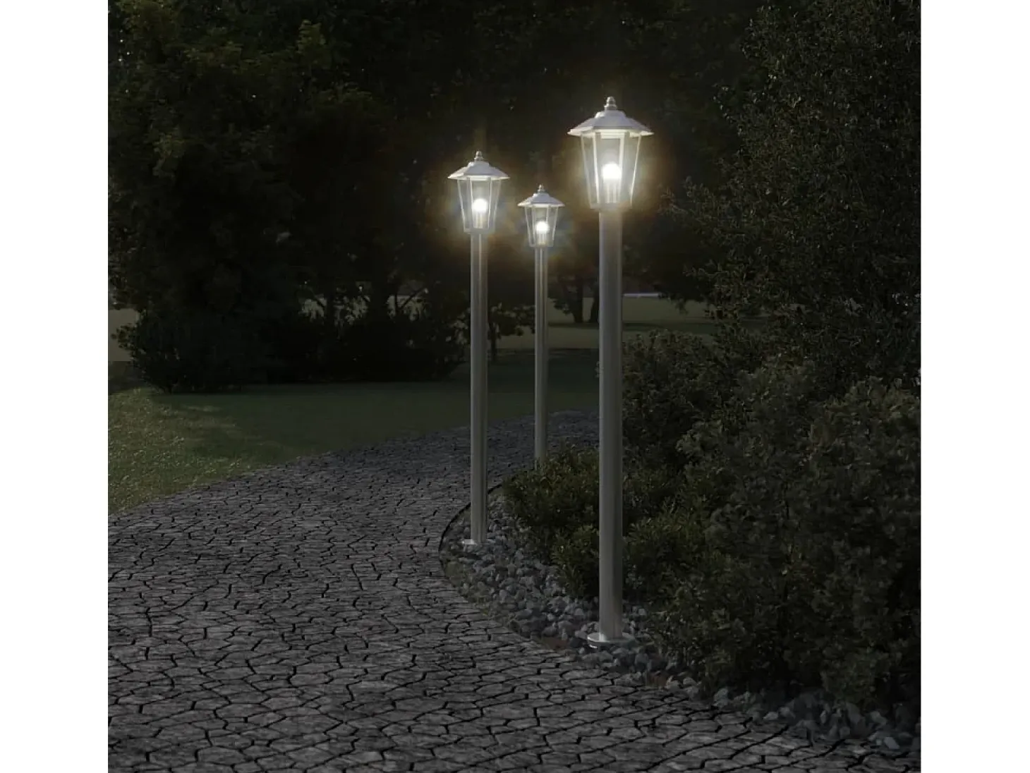 Lámpara de pie de exterior plateada 120 cm acero inoxidable Plata 02_0042516