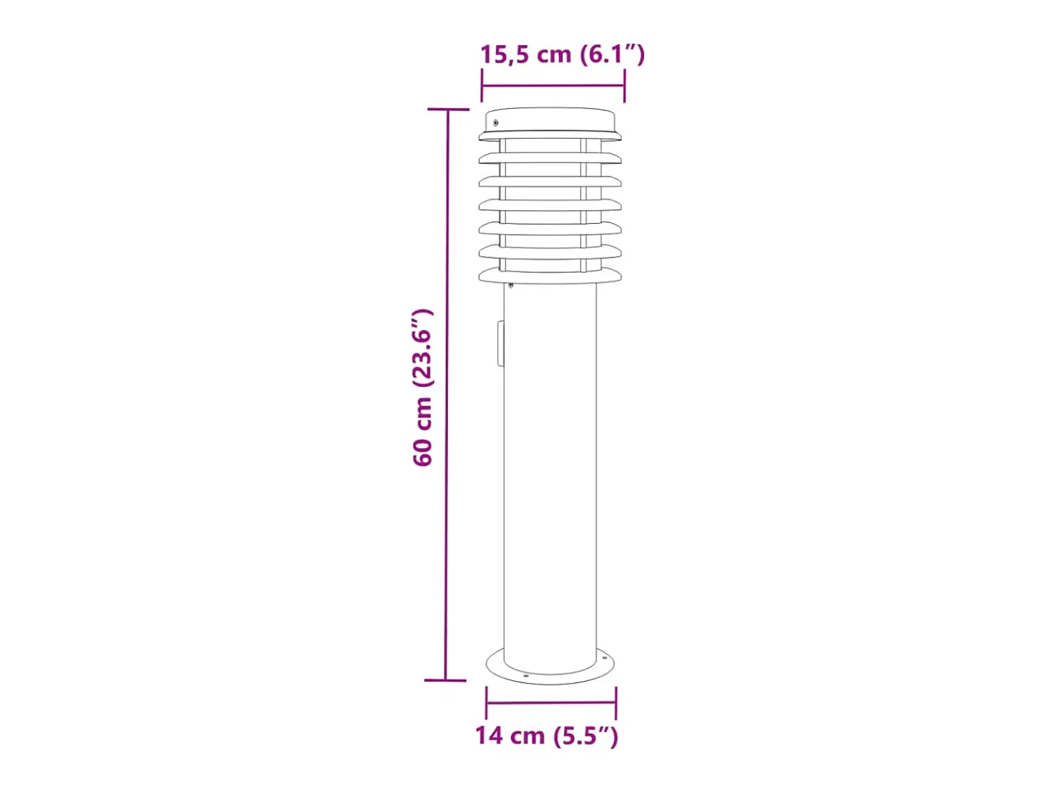 Best Helloshop26 Lámpara de pie de exterior con salida plateada 60 cm acero inoxidable Plata 02_0042533 Gris