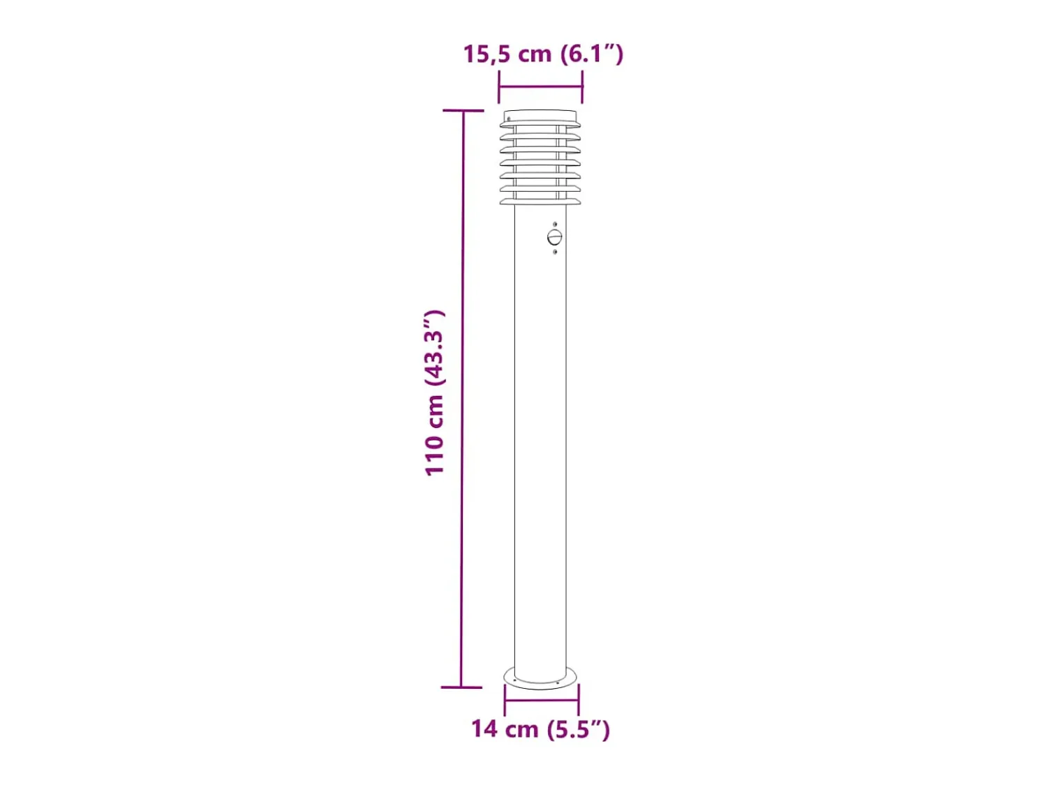 Discount Helloshop26 Lámpara de pie de exterior con sensor acero inoxidable plateado Plata 02_0042525 Gris