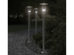 Online Helloshop26 Lámpara de pie de exterior plateada 100 cm acero inoxidable Plata 02_0042514 Gris