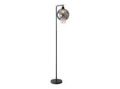 Outlet NETTLIFE Lámpara de pie de interior de 1 llama E27, lámpara de pie de cristal gris ahumado grande para sofá de oficina Negro