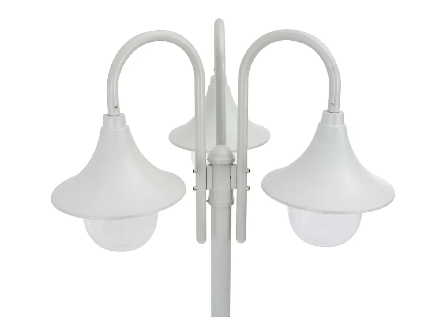 Lámpara de pie de jardín E27 220 cm aluminio 3 faroles blanco 02_0042540