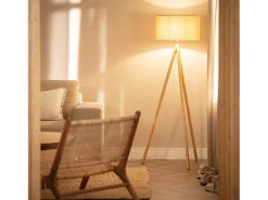 Ledkia Lámpara De Pie^Lámpara de Pie de Madera y Tela Wolby Beige Multicolor