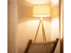Ledkia Lámpara De Pie^Lámpara de Pie de Madera y Tela Wolby Beige Multicolor