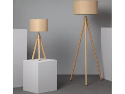 Ledkia Lámpara De Pie^Lámpara de Pie de Madera y Tela Wolby Beige Multicolor