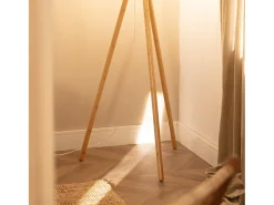 Ledkia Lámpara De Pie^Lámpara de Pie de Madera y Tela Wolby Beige Multicolor