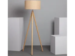 Ledkia Lámpara De Pie^Lámpara de Pie de Madera y Tela Wolby Beige Multicolor