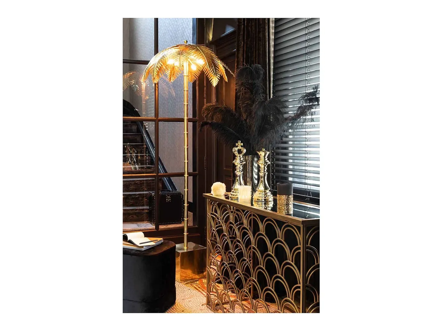 Lámpara de pie de metal dorado 77x77x133 cm