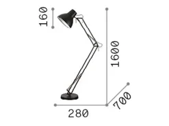 Online Ideal Lux Lámpara de pie de metal con estructura articulada Negro