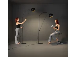 Lámpara de pie de metal Perenz, lámpara de pie negra, diámetro 30 cm, altura regulable 274 cm, 1 bombilla E27 máx. 60W no incluido