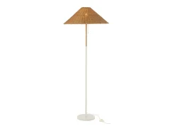 J-Line Lámpara De Pie^Lámpara de pie de metal y ratán blanco y natural 61x61x154 cm Beige