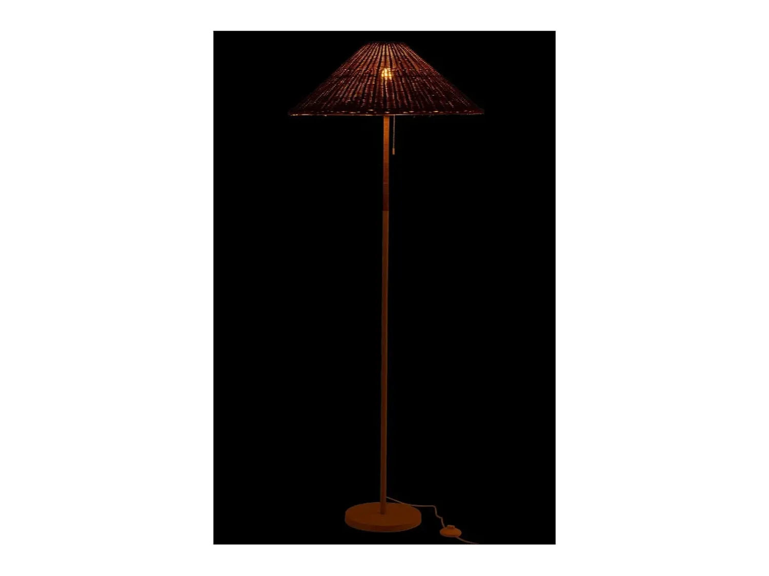 J-Line Lámpara De Pie^Lámpara de pie de metal y ratán blanco y natural 61x61x154 cm Beige