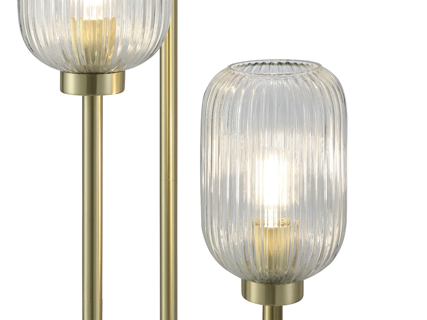 Lámpara de pie de metal y cristal acanalado - 3 globos - D. 30 x H. 161 cm - Oro - LOUXOR