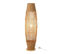 Lámpara de pie de metal y madera beige 31x31x119.5 cm