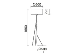 Lámpara De Pie^Lámpara de pie DIAGONAL estilo moderno - Alt. 155 cm - E27 13W - pantalla sintética ø50 cm - on & off - cable 2 mts - acero y - interior Blanco