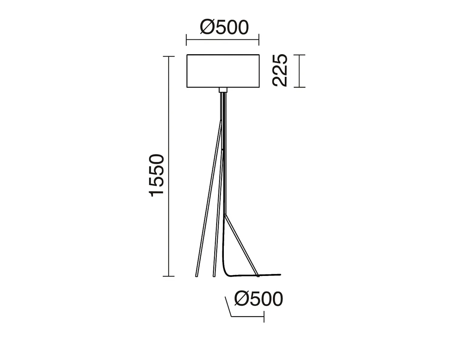 Lámpara De Pie^Lámpara de pie DIAGONAL estilo moderno - Alt. 155 cm - E27 13W - pantalla sintética ø50 cm - on & off - cable 2 mts - acero y - interior Blanco