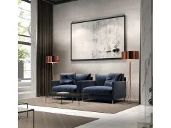 Lámpara de pie DIAGONAL estilo moderno - Alt. 155 cm - E27 13W - pantalla sintética ø50 cm - on & off - cable 2 mts - acero y negro - interior