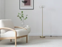 Lámpara de pie dorada y transparente D.30 x Alt.145 cm- LACAYA