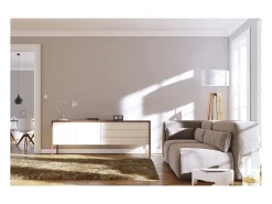 Lámpara De Pie^Lámpara de pie KARA estilo moderno y clásico -Alt. 158 cm x D. ø45 cm- E27 60W - cable 2 mts - on&off - IP20 - madera - acero y algodón blanco Marru00f3n