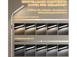 NETTLIFE Lámpara De Pie^Lámpara de pie LED para sala de estar, regulable, blanca, 11 W, flexible, 360°, para sofá Blanco