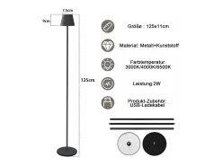 Online NETTLIFE Lámpara de pie LED moderna negra regulable 125 cm 3 temperaturas de color USB Sala de estar Negro