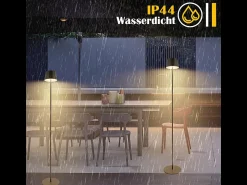 NETTLIFE Lámpara De Pie^Lámpara de pie LED para salón de 120 cm: Lámpara de pie solar para exterior táctil regulable 3000K-6500K con batería recargable USB-C altura ajustable Negro