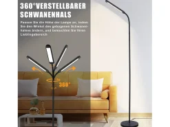 Lámpara de pie LED NETTLIFE para sala de estar, regulable, color negro, 11 W, flexible, 360°, para sofá