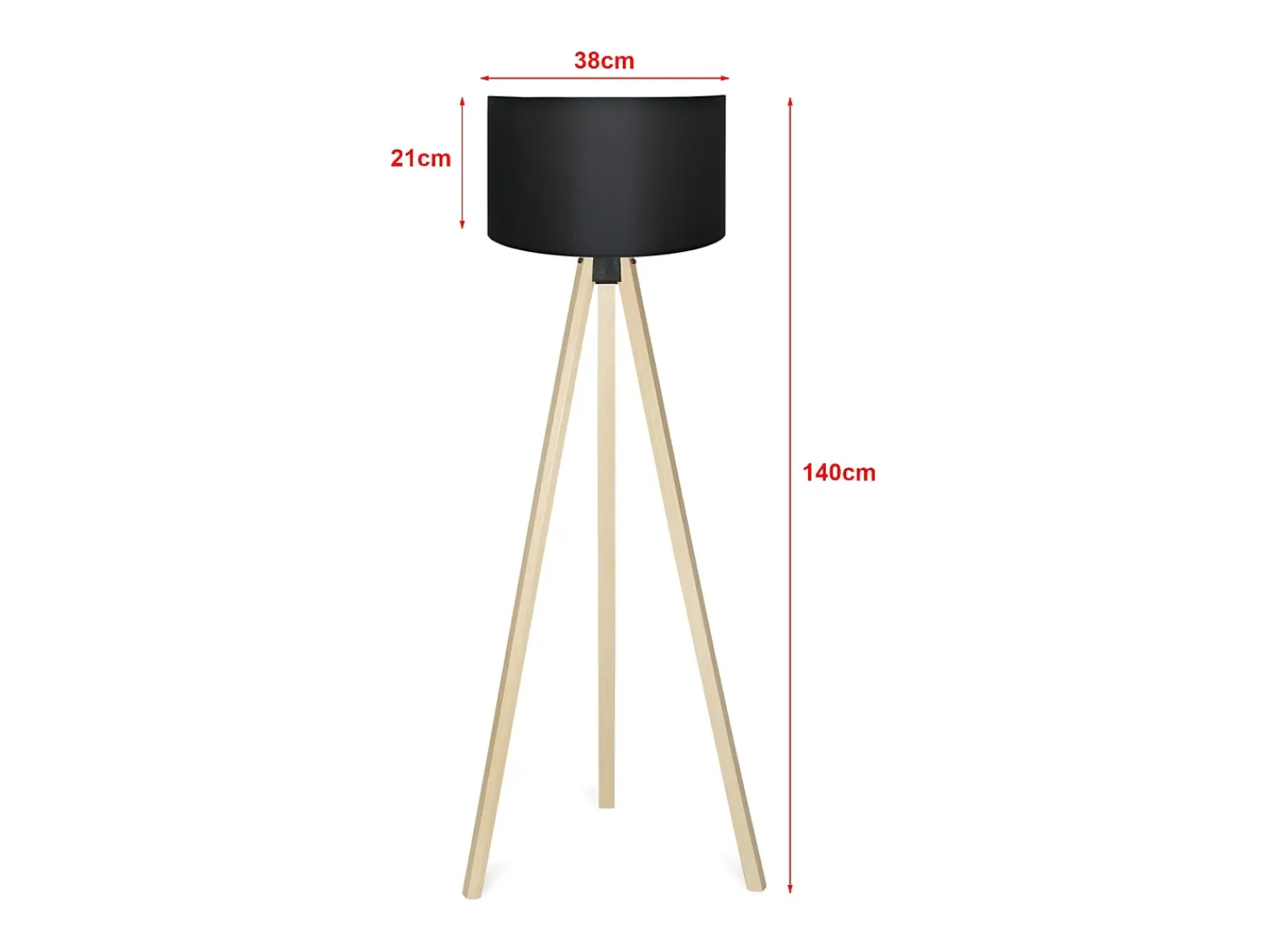 Clearance Helloshop26 Lámpara de pie luminaria 140 cm de alto casquillo E27 efecto madera/ 03_0007292 Negro