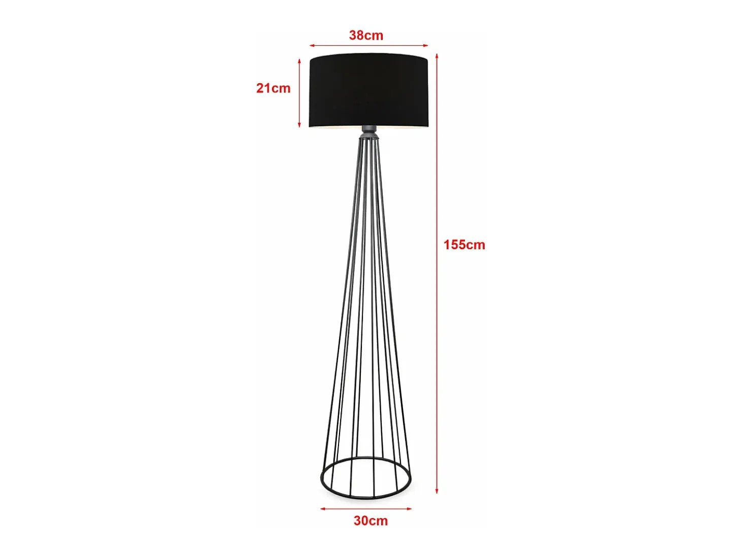 Lámpara de pie luminaria altura 155 cm casquillo E27 antracita/negro 03_0007288