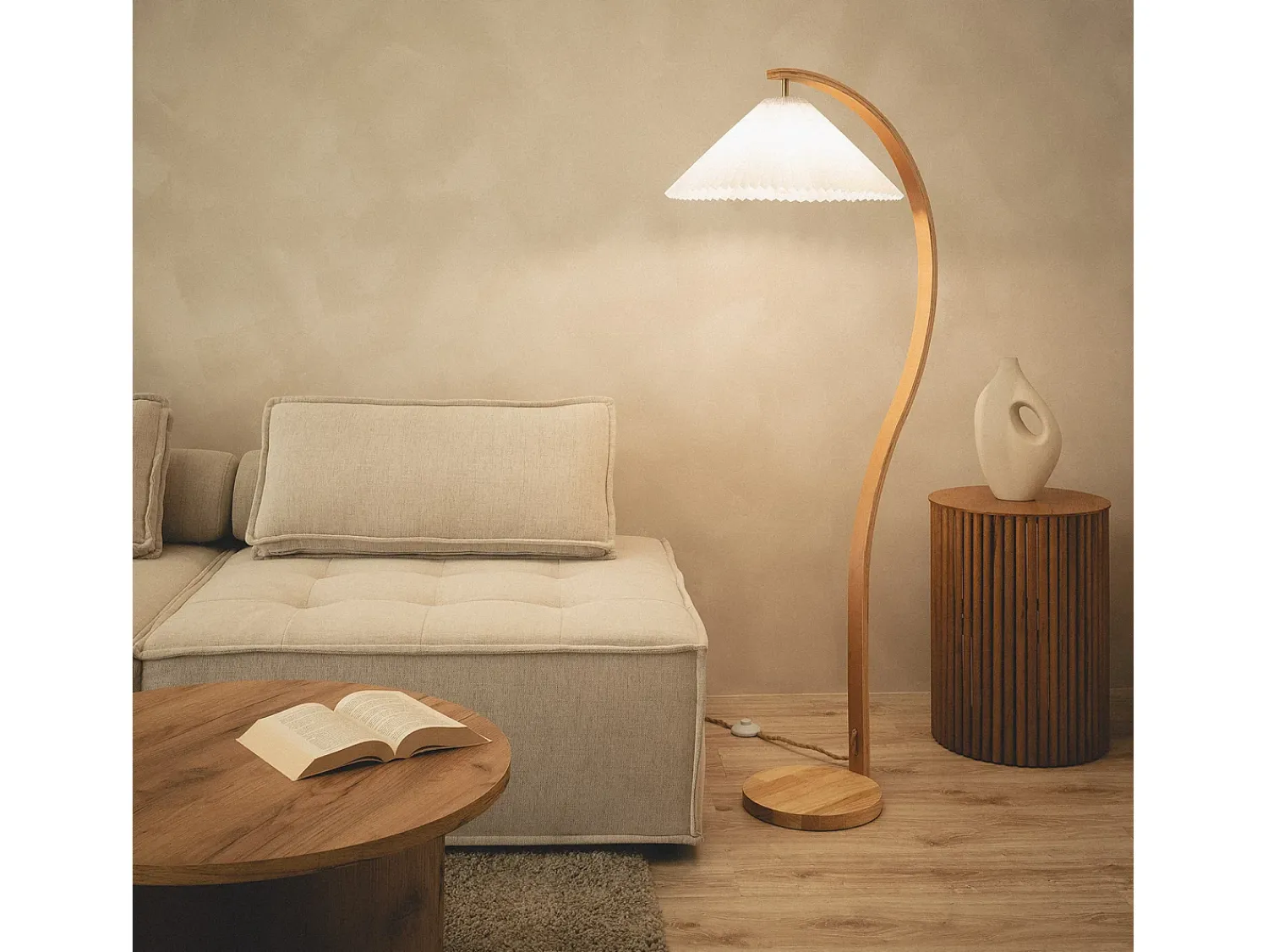 Ledkia Lámpara De Pie^Lámpara de Pie Madera Luanda Naranja