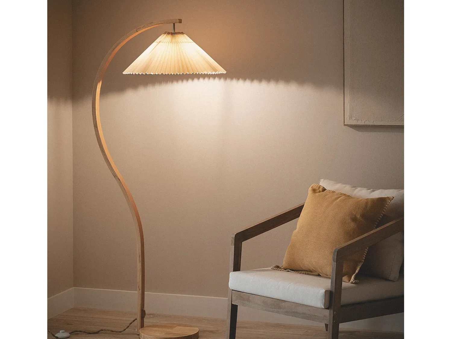Ledkia Lámpara De Pie^Lámpara de Pie Madera Luanda Naranja