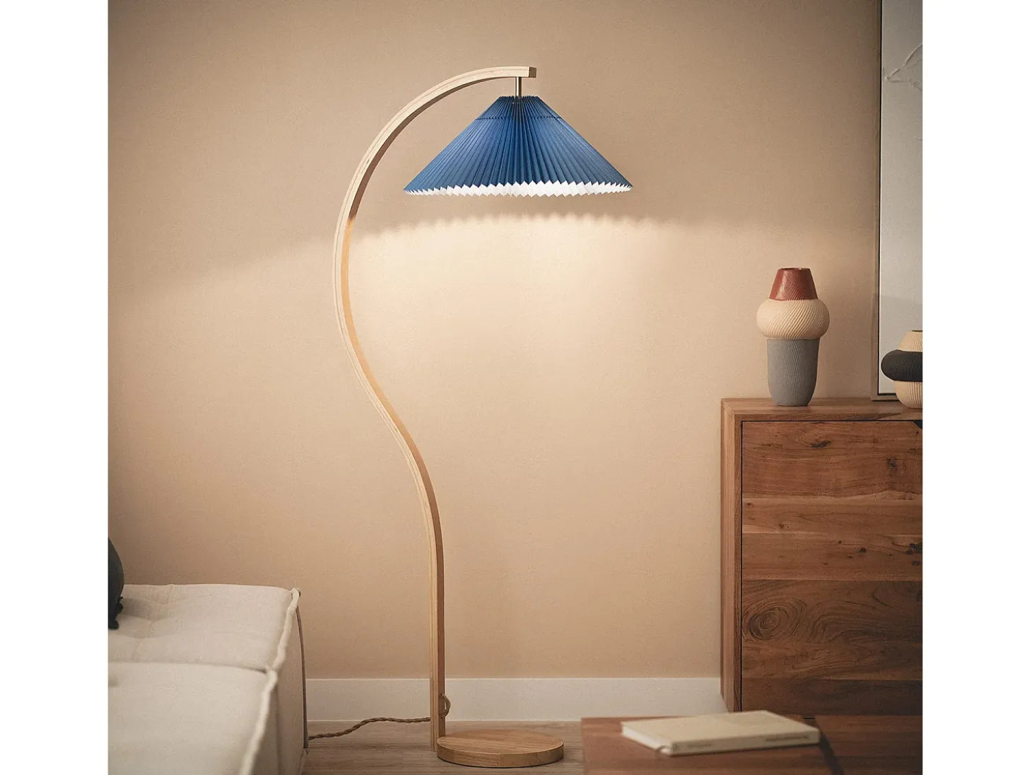 Lámpara de Pie Madera Luanda Azul Oscuro