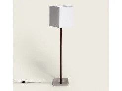 Clearance Ledkia Lámpara de Pie Madera y Metal Lizza Blanco