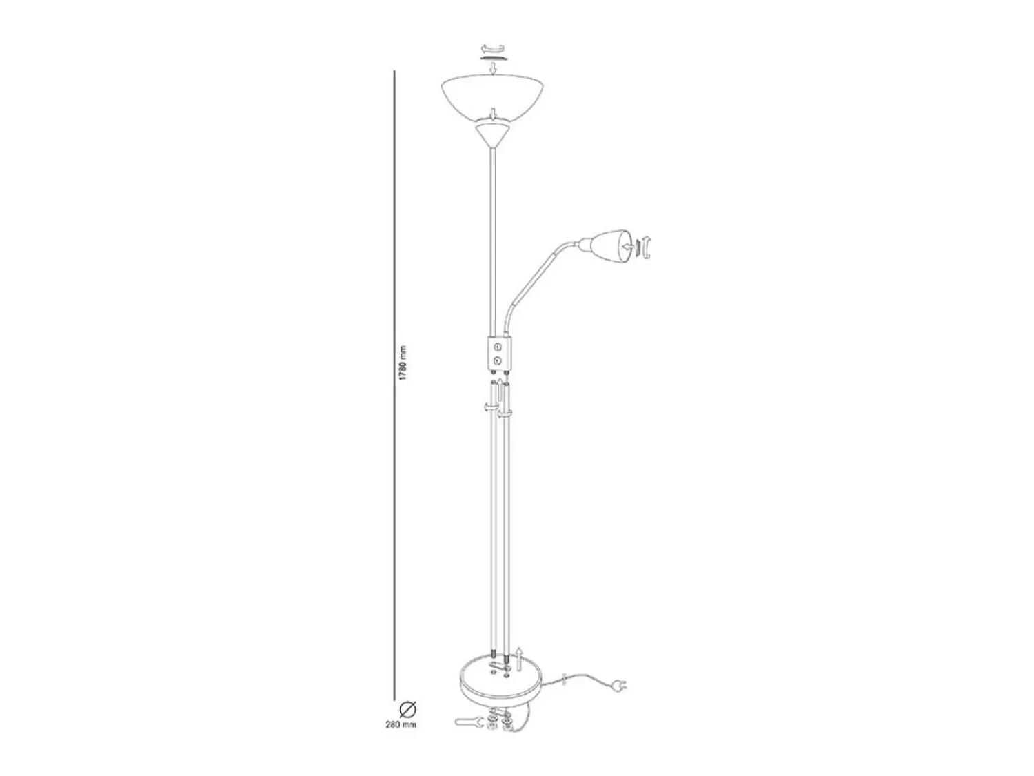 Lámpara De Pie^Lámpara de pie Milano Bel Air 40W con brazo orientable cobre 178 cm Marru00f3n