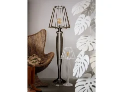 Lámpara de pie Minerva Ø38x166 cm en hierro estilo reticulado Diseño moderno con interruptor de pie Conexión E27 Made in Italy Mud
